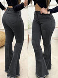Airchics jean longue flare évasé slim déchiré troué élégant femme denim pantalon