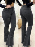 Airchics jean longue flare évasé slim déchiré troué élégant femme denim pantalon