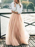 Airchics jupe longue bouffante tutu tulle élégant femme rose pale
