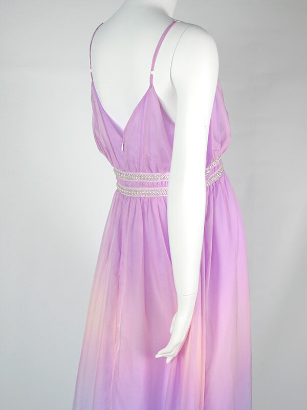 Airchics robe longue mousseline couleur dégradé avec pearl élégant gender reveal bleu et rose