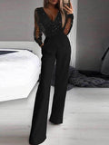 Airchics combinaisons brillante paillette transparent poches femme mode noir