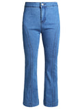 Airchics longue jeans flare évasé avec poches mi taille femme simple
