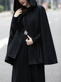 Airchics cape en laine trapèze fendu à capuche femme manteau médiévales mode ample
