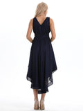 Airchics robe longue court devant longue derriere v-cou mode cocktail navy