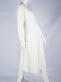 Airchics robe longue mousseline plissé manches longues de soirée blanche