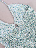 Airchics mini-robe moulante imprimé à fleurie mousseline à volantée strappy licou mode plage bleu