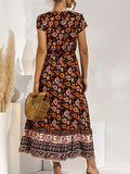 Airchics robe longue trapèze imprimé à fleurie v-cou bohème de plage