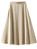 Airchics jupe longue satin trapèze fluide fermeture éclair style tailleur femme