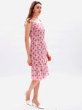 Airchics mi-longue robe imprimé à fleurie à volantée sans manches mode rose