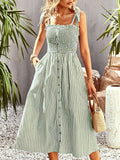 Airchics mi-longue robe trapèze rayé boutonnage à fines brides mode de plage