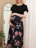 Airchics mi-longue robe de grossesse court devant longue derriere fleurie col rond décontracté bapteme enceinte