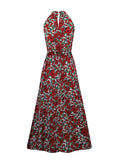 Airchics robe longue imprimé à fleurie licou sans manches bohème de plage rouge