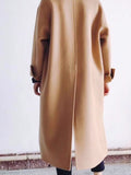 Airchics manteau long en laine ample boutons avec poches col à revers femme oversized