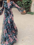 Airchics robe longue en mousseline imprimé à fleurie dos nu mode noir
