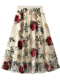 Airchics jupe longue tulle brodée fleurie femme élégant vintage