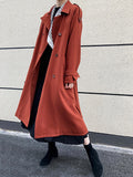 Airchics manteau longue double boutonnage avec poches ceinture élégant femme rouge