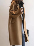 Airchics manteau long en laine ample boutons avec poches col à revers femme oversized