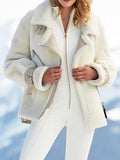 Airchics manteau aviateur mouton polaire fermeture éclair femme perfecto veste blanche
