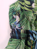 Airchics robe longue imprimé tropicale feuille ceinture v-cou sans manches bohème plage