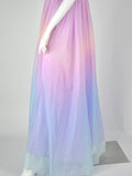 Airchics robe longue mousseline couleur dégradé avec pearl élégant gender reveal bleu et rose
