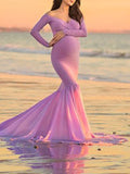 Airchics longue robe de grossesse moulante à volantée v-cou mode cérémonie enceinte shooting