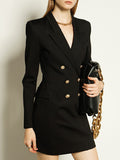 Airchics mini blazer robe double boutonnage avec poches femme mode style tailleur noir