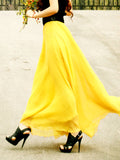 Airchics jupe longue en mousseline fluide mode élégant femme jaune