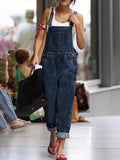 Airchics salopette en jean déchiré troué boyfriend femme combinaison bleu