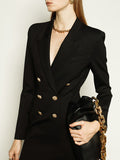 Airchics mini blazer robe double boutonnage avec poches femme mode style tailleur noir