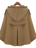 Airchics courte manteau en laine boutons ceinture avec poches à capuche femme élégant cape