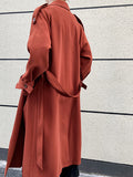 Airchics manteau longue double boutonnage avec poches ceinture élégant femme rouge