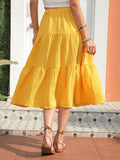 Airchics mi-longue jupe à volantée avec ceinture femme mode jaune