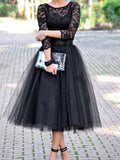 Airchics mi-longue jupe plissé taille élastique tutu tulle femme noir