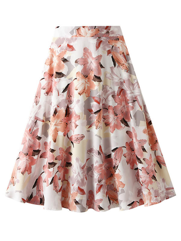 Airchics jupe longue trapèze imprimé à fleurie vintage femme