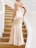 Airchics robe longue moulante fendue cuisse dos nu à fines brides mode bal de promo