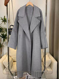 Airchics manteau en laine longue avec poches ceinture femme élégant oversized