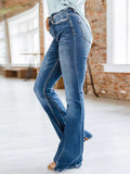 Airchics longue jeans flare évasé boutons avec poches mi taille femme mode bleu