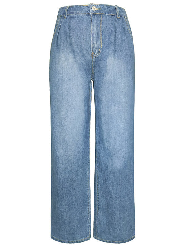 Airchics longue jeans larges jambes évasé boutons avec poches taille haute femme mode