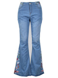Airchics longue jeans flare évasé boutons avec poches appliques mi taille mode