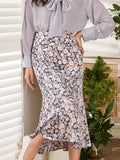 Airchics jupe longue mousseline imprimé à fleurie mode femme violet