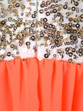 Airchics robe longue avec paillette fendu le côté fluide v-cou élégant bal de promo