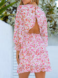 Airchics robe cour imprimé à fleurie boutons dos nu v-cou boho de plage rose