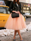 Airchics mi-longue jupe plissé taille élastique tutu en tulle élégant femme rose