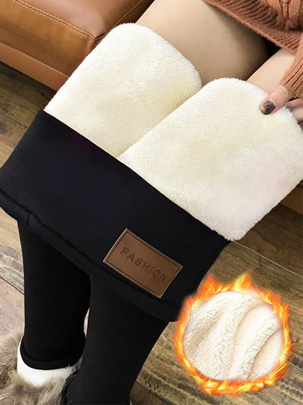 Airchics leggings slim doublé en polaire thermique taille haute femme mode patch Label