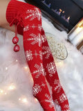 Airchics chaussette haute slim fitness motif flocon de neige pompons femme mode Noël