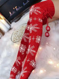 Airchics chaussette haute slim fitness motif flocon de neige pompons femme mode Noël