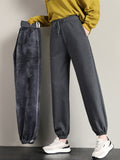 Airchics pantalons unicolore doublé polaire coton avec poches coulisse taille femme mode lâche