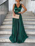Airchics maxi robe longue unicolore fluide décolleté plongeant décolleté dos bretelle sans manches élégant de soirée