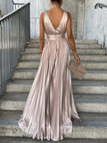 Airchics maxi robe longue unicolore fluide décolleté plongeant décolleté dos bretelle sans manches élégant de soirée