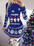 Airchics mini-robe courte père noël imprimé neige lettres col rond manches longues Noël